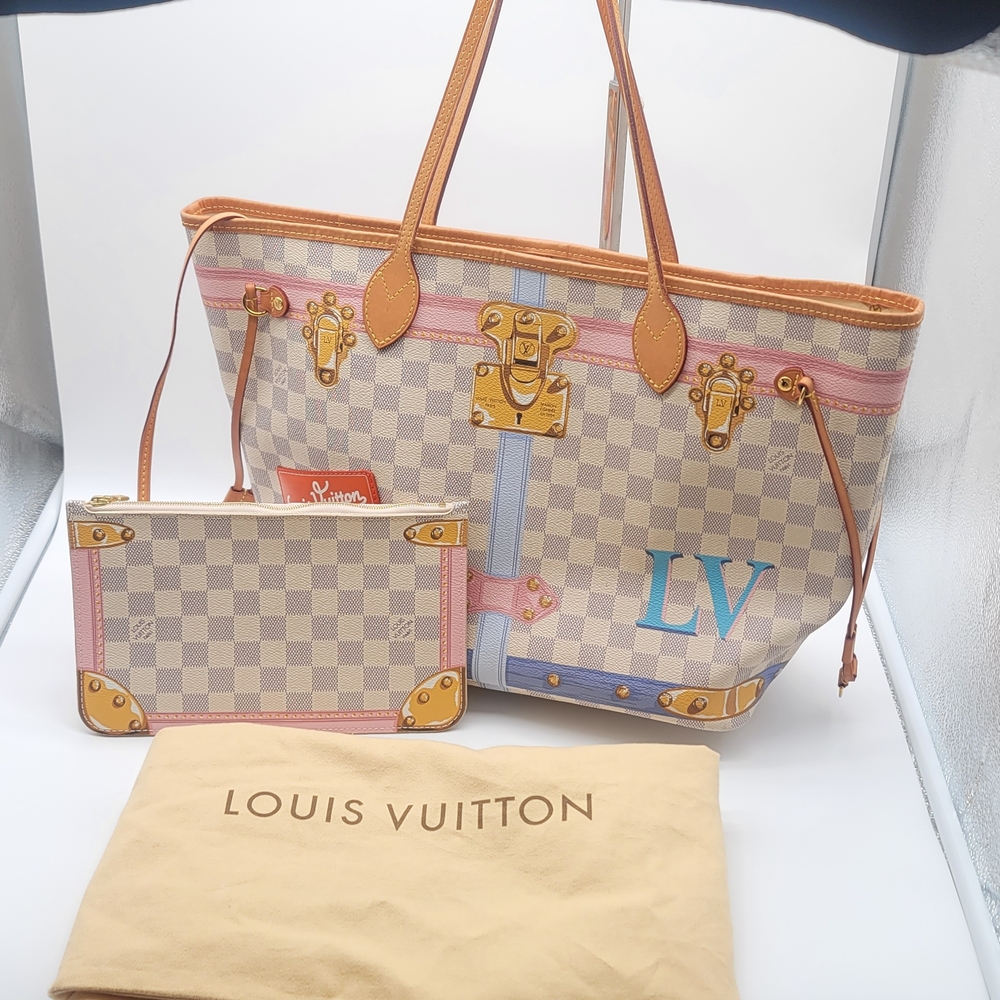Louis Vuitton Summer Trunk Neverful Tote Bag with Pouch -